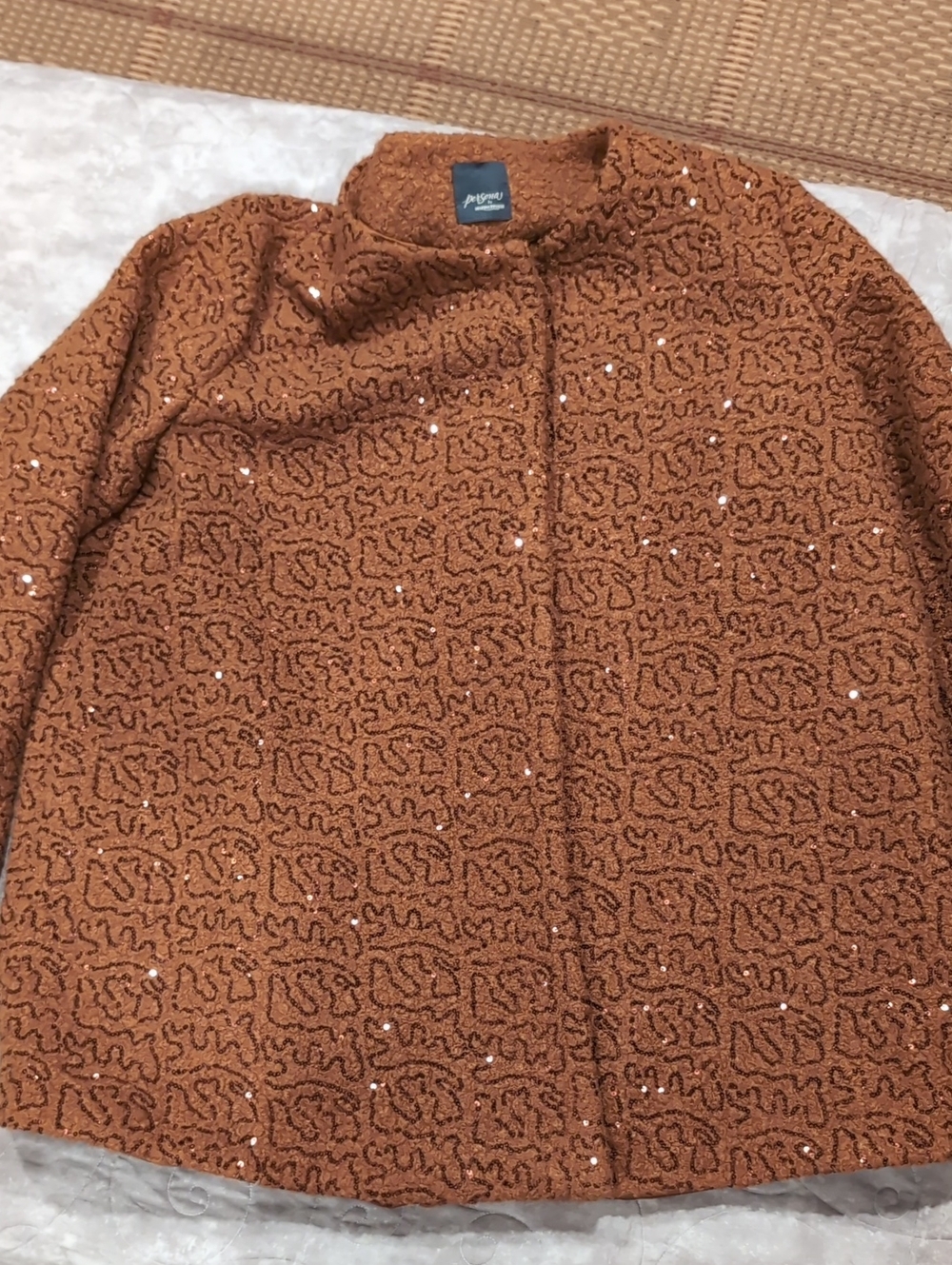 Persona by Marina Rinaldi, Max Mara Group, Bouclé, Sequin Knit, Collarless, Unst